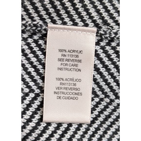 NEW Jillian Nicole Cardigan Large Black White Mixed Pattern Fringed Open Pockets - Picture 10 of 11